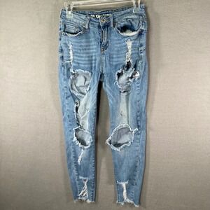 SONG Curvy Jeans Womens‎ 5/27 Distressed Ripped High Rise Skinny Denim